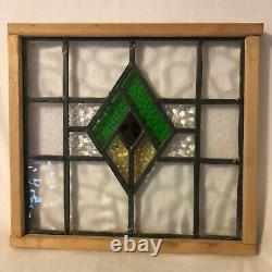 Antique Stained/Leaded Glass Panel with Wood Frame