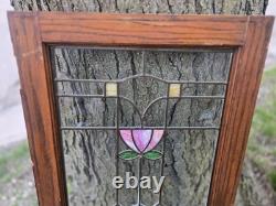 Antique Stained Leaded Glass Window / Door Panel 48 X 18