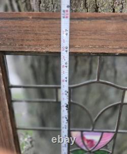 Antique Stained Leaded Glass Window / Door Panel 48 X 18