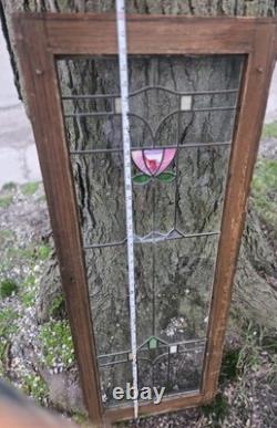 Antique Stained Leaded Glass Window / Door Panel 48 X 18