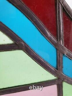 Antique Stained Leaded Glass Window Panel