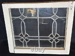 Antique Stained Leaded Glass Window Panel Framed