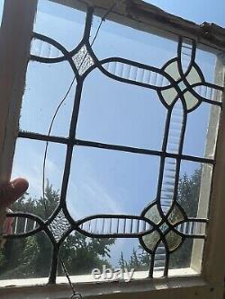 Antique Stained Leaded Glass Window Panel Framed