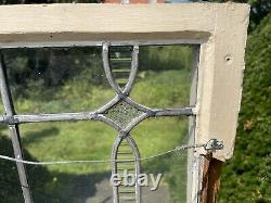 Antique Stained Leaded Glass Window Panel Framed