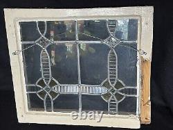 Antique Stained Leaded Glass Window Panel Framed