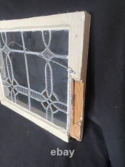 Antique Stained Leaded Glass Window Panel Framed