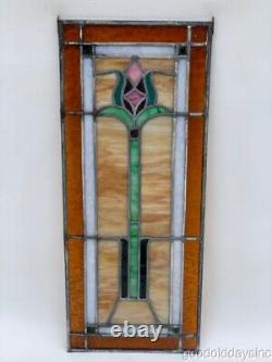 Antique Stained Leaded Glass Window panel 20 x 10