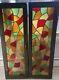 Antique Stained glass cabinet doors wood frame 16.5x50 Panels 12x45 PICK UP NJ