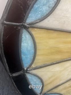 Antique Tiffany Style Stained Glass Window Panel 28x18 Vintage Art Glass Panel