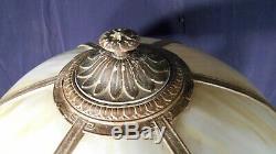 Antique Victorian Art Nouveau 6 Panel Stained Slag Glass Lamp A&r Co