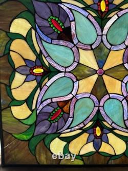 Antique Victorian Stained Glass Leaded Panel Tiffany Style Window VTG 24x24