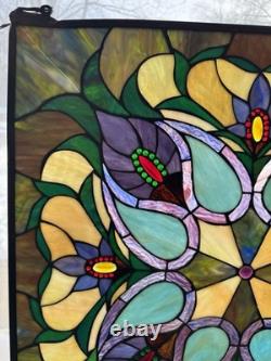 Antique Victorian Stained Glass Leaded Panel Tiffany Style Window VTG 24x24