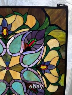 Antique Victorian Stained Glass Leaded Panel Tiffany Style Window VTG 24x24
