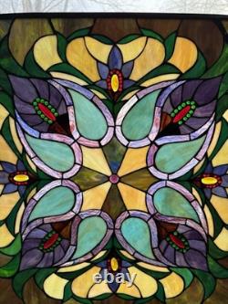 Antique Victorian Stained Glass Leaded Panel Tiffany Style Window VTG 24x24