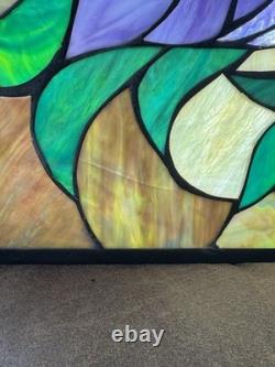 Antique Victorian Stained Glass Leaded Panel Tiffany Style Window VTG 24x24