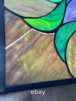Antique Victorian Stained Glass Leaded Panel Tiffany Style Window VTG 24x24