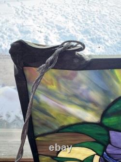 Antique Victorian Stained Glass Leaded Panel Tiffany Style Window VTG 24x24