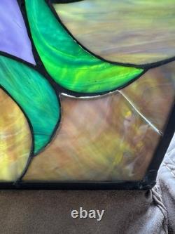 Antique Victorian Stained Glass Leaded Panel Tiffany Style Window VTG 24x24