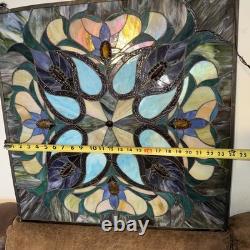 Antique Victorian Stained Glass Leaded Panel Tiffany Style Window VTG 24x24