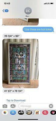 Antique Vintage Stained Glass Panel 32 X 52.5 Church Stained Window 5 Avail