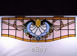 Antique Window Set of Three Stained/Leaded Glass Panels withRoses