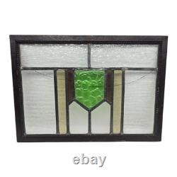 Antique Wood Framed Stained Glass Panel Wall Art Window Hanging 11.5 X 16