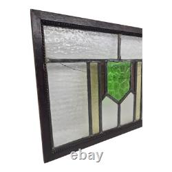 Antique Wood Framed Stained Glass Panel Wall Art Window Hanging 11.5 X 16