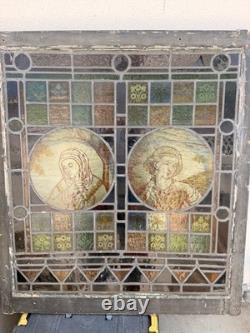 Antique c. 1890-1910 Stained Glass Religious Church Window Panel PICK UP ONLY