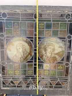 Antique c. 1890-1910 Stained Glass Religious Church Window Panel PICK UP ONLY