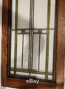 Antique c1915 Arts & Crafts Prairie Style Stained Glass Panel Cabinet Door