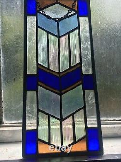 Aqua Blues Stained Glass Panel