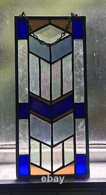 Aqua Blues Stained Glass Panel