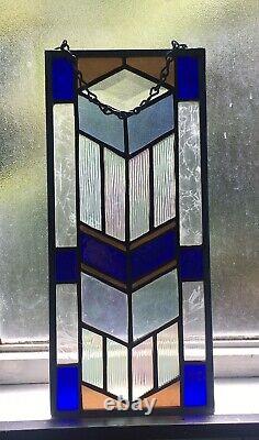 Aqua Blues Stained Glass Panel