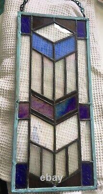 Aqua Blues Stained Glass Panel