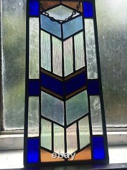 Aqua Blues Stained Glass Panel