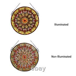 Arabella Tiffany Style Stained Glass Suncatcher Panel Victorian Floral Red Blue