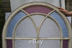 Arched British leaded light stained glass window panel. R819. WORLDWIDE DELIVERY