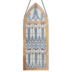 Art Deco Traditional Tulip Multicolored Stained Glass Window Panel