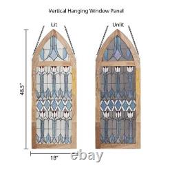 Art Deco Traditional Tulip Multicolored Stained Glass Window Panel
