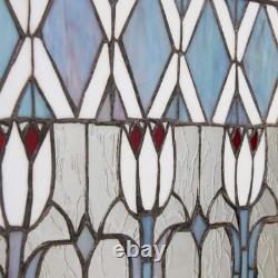 Art Deco Traditional Tulip Multicolored Stained Glass Window Panel