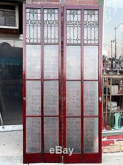 Art Nouveau Antique Victorian Stain glass art glass Panel Folding parlor doors