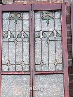 Art Nouveau Antique Victorian Stain glass art glass Panel Folding parlor doors