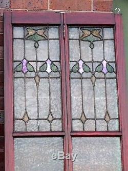 Art Nouveau Antique Victorian Stain glass art glass Panel Folding parlor doors
