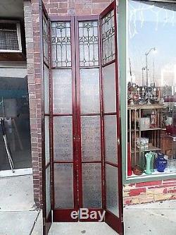 Art Nouveau Antique Victorian Stain glass art glass Panel Folding parlor doors