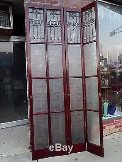 Art Nouveau Antique Victorian Stain glass art glass Panel Folding parlor doors