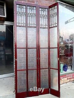 Art Nouveau Antique Victorian Stain glass art glass Panel Folding parlor doors