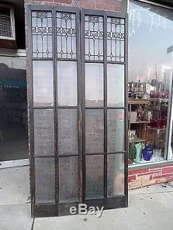 Art Nouveau Antique Victorian Stain glass art glass Panel Folding parlor doors