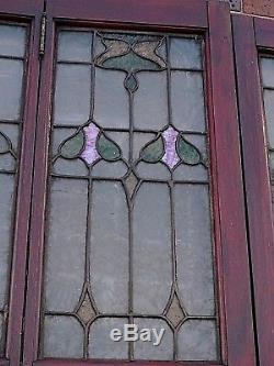 Art Nouveau Antique Victorian Stain glass art glass Panel Folding parlor doors