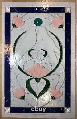 Art Nouveau Stained Glass Love Birds Panel