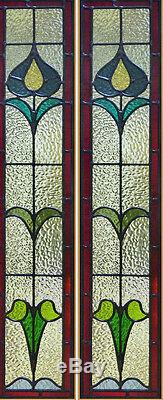 Art Nouveau Stained glass windowith sidelight panels